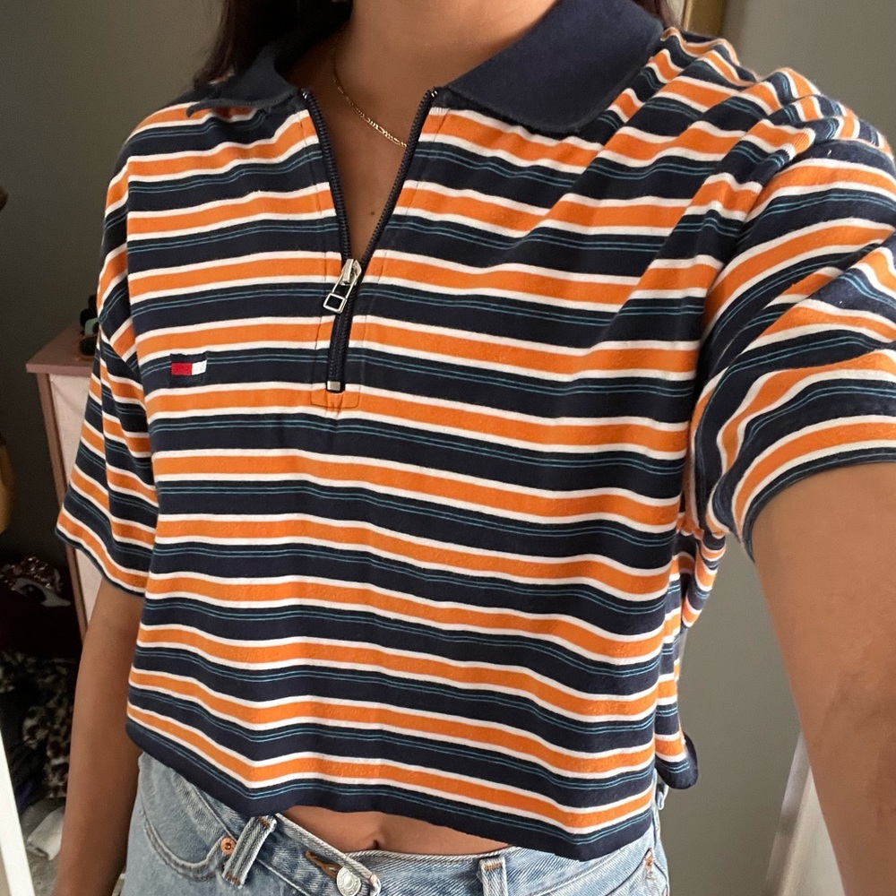 vintage tommy cropped shirt with zipper